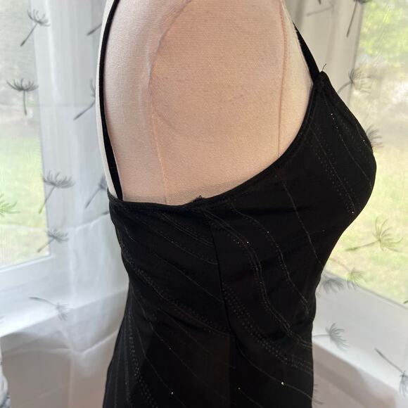 Black w/ Sparkly Striped Design VTG CLUB NEO USA Dress Size Sm Bodycon Y2K - Picture 4 of 10